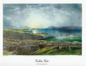 " GOLDEN GATE" San Francisco 1874 Telegraph Hill by James Smillie Repro 1974 - Picture 1 of 1