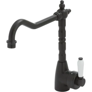 Fienza Kitchen Sink Mixer Shepherds Crook Black Ceramic Handle Eleanor 202105BK - Picture 1 of 2