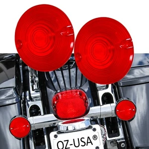 RED Lens Harley touring pancake turn signal road king glide electra street ultra - Picture 1 of 8