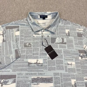 Peter Millar Crown Crafted Hemd Herren XL Blau Zeitungsdruck Performance Neu mit Etikett - Bild 1 von 10
