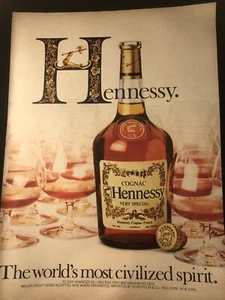 1982 Hennessy Cognac - "Most Civilized Spirit" - Bottle Glasses - Print Ad - Picture 1 of 1