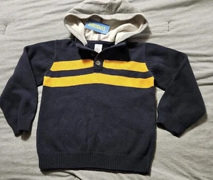 NWT VINTAGE GYMBOREE 2010 Hooded Navy blue / Gold Striped SWEATER SM 5-6 - Picture 1 of 1