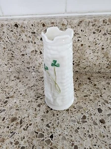 Minature Belleek Shamrock CastleTower of Stone Vase 4-1/8”Green Marking RARE - Picture 1 of 6
