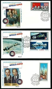 RUSSIA, SCOTT #4338-4341, SET OF 3 FLEETWOOD FDC COVERS APOLLO SOYUZ YEAR 1975 - Picture 1 of 4
