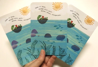 3 Cards Hallmark Get Well Take It easy Things Will Wait Relax Renew Recuperate - Image 1 of 4