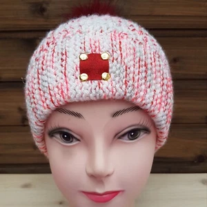 Strickmütze Wintermütze handmade mit Kunstfellbommel Farbverlauf Unikat - Bild 1 von 4