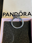 Genuine Pandora Blue Sparkling Crown Solitaire Ring. Size 48
