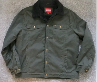 CHAQUETA COLEMAN Para Hombre Sherpa Forrada XL Botón Duradero ROPA DE TRABAJO Verde Oscuro Foto 1 de 4