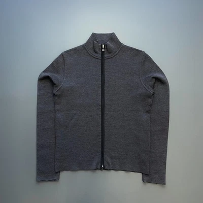 Prada Grey 00s Wool Knit Nylon Panel Cardigan Jacket - 46 (S) - Image 1 of 4
