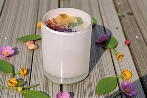 Chakra Kristall Kerze - Manifestationsintention - Heilkristalle Edelsteine - S - Bild 1 von 1