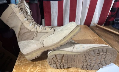 Botas de Combate USGI Ejército Tostado Desierto Gamuza Cuero Para Hombres 12 W Ancho Usadas Suela Vibram Foto 1 de 4