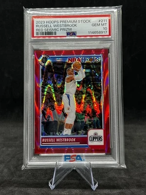 Russell Westbrook Hoops Premium Stock 2023 rojo sísmico/199 Clippers PSA 10  Foto 1 de 2