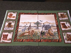 African Safari Panel 23x42 Giordano Studios Cats Blocks - Picture 1 of 7