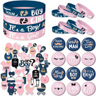 Gender Reveal Party Favors94Pcs Bracelets Button Pins StickersTeam Boy or Girl