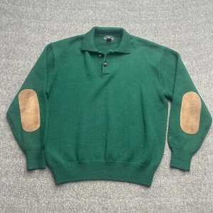 Abercrombie & Fitch Sweater Mens Extra Large Green Wool Elbow Patch Vintage 90s - Picture 1 of 10