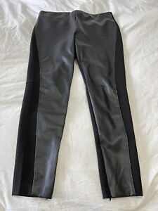 Ralph Lauren SZ 12 Women Faux Leather Leggings Black FRONT PONTE PLEATHER POLO