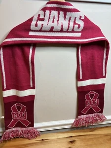 NY New York Giants NFL Pink Ribbon Breast Cancer Awareness Winter Scarf - Picture 1 of 6