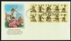 Windmills Complete Set 10 Stamps Booklet Pane Fleetwood Cachet 1980 Fdc Unaddr