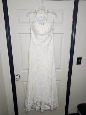 Melissa Sweet High-Neck Halter  Sheath Wedding Dress (Retail $980) - Size 8 (6) - Image 1 of 4