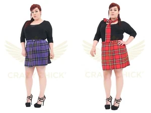 Womens Tartan Skirt Fancy School Check Pleated Skater Skirt UK Plus Size 20-24 - Picture 1 of 5