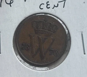 1876 Netherlands 1 One Cent bg - Picture 1 of 2