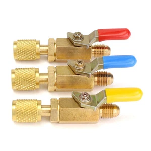 R134a R410a Straight Ball Valve Adapter For A/C Charging Hoses 1/4'' AC - Picture 1 of 10