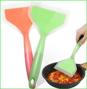 2 Pcs Silicone Pancakes Shovel Wide Spatula Turner Nonstick Fried Fish Spatula - Picture 1 of 12