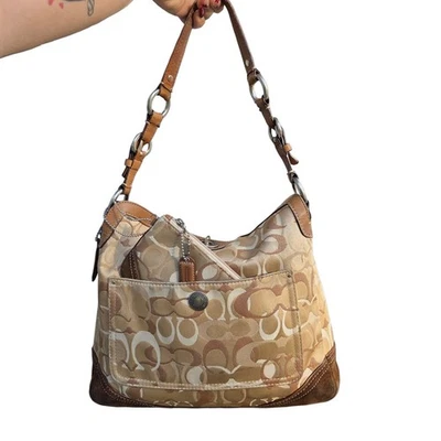 Bolso Coach 10143 Chelsea Optic Signature Jacquard Cuero Gamuza Top Colgante Foto 1 de 4