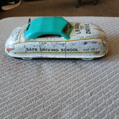 Vintage 1950 Marx Carro de Treinamento de Motoristas Seguro Escola de Condução Windup com Caixa. - Imagem 1 de 4