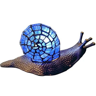 Lámpara de mesa con acento de vidrieras estilo Tiffany Land Snail L10983 para decoración del hogar... Foto 1 de 4