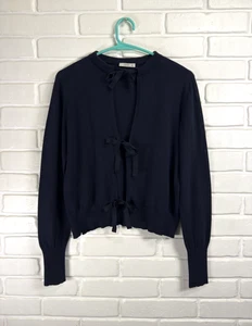 Prada Strick Schleife Pullover Cardigan Damen Gr. IT 44 / US 8 / M Archive Navi - Bild 1 von 9