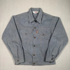 Vintage Levi's 1970s Denim Trucker Jacket Blank Orange Tab Size 18 Workwear Crop - Bild 1 von 15