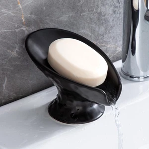 Self Draining Soap Dish,Shower Soap Holder,Black Ceramic Soap Dishes for Bath... - Picture 1 of 7