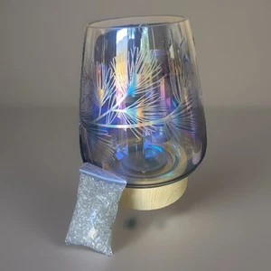 PartyLite LUSTROUS PINE HURRICANE Candle Holder W/Base & Tealight Tree #P93142G - Picture 1 of 3