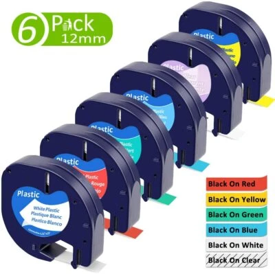 GREATEAM Compatible with Dymo LetraTag Refill White Plastic 91201 Label Tape 12mm LT-100H