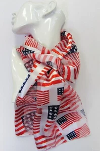 White American Flag Patriotic 4th Of July Flag Day Silk Feel Scarf - Picture 1 of 4