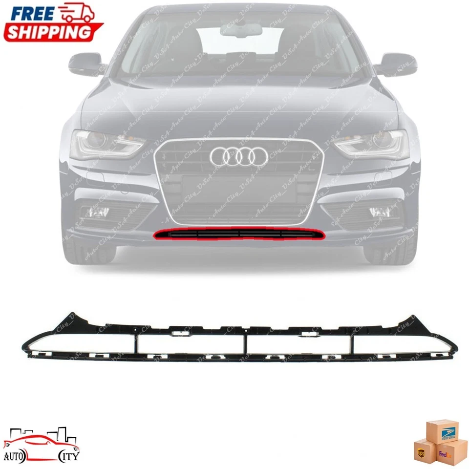 New Front Bumper Lower Cover Grille Black Plastic For 2013-2016 AUDI A4 Quattro Foto 1 de 4