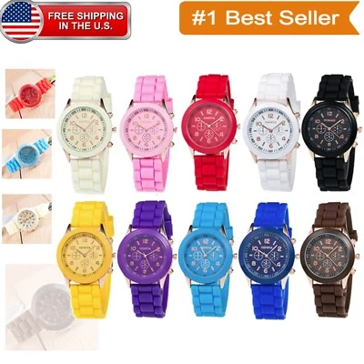 Paquete de 10 relojes de silicona coloridos de gelatina - accesorios de muñeca cómodos y de moda Foto 1 de 4