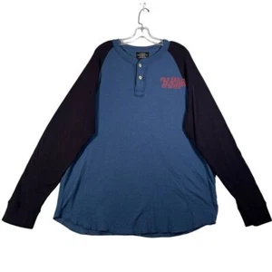 Polo Jeans Co. RL Herren Henley T-Shirt XXL Blau Raglan Langarm Spellout Logo - Bild 1 von 9