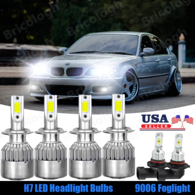 Комбинированные белые комплекты из 6 светодиодных противотуманных фар для BMW 325i 2001-2006 годов выпуска 6000K - Изображение 1 из 4