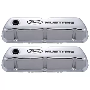 Ford Performance Valve Cover Stamped Steel Chrome With Ford Mustang Logo Pair... - Picture 1 of 2