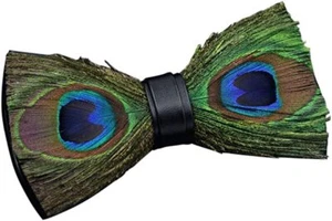 Men's Handmade Feather Leather Bowtie Formal Party Bowties - Picture 1 of 26
