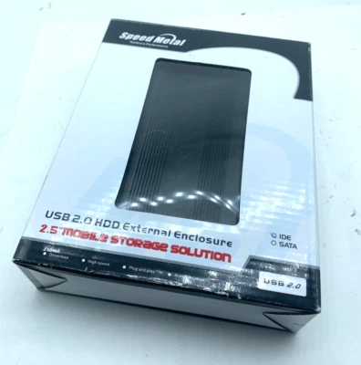 SpeedMetal 2.5 IDE Hard Drive Enclosure USB 2.0 Disk External HDD Box - Image 1 of 2