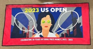 2023 US Open New York City Tennis RARE Towel Billie Jean King Evant Equal Prize - Picture 1 of 5