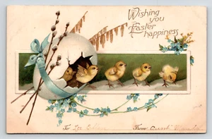 Postal Saludo de Pascua Pollitos y Huevo Rogersville PA Cancelar 1907 Doane A 4 Bar - Imagen 1 de 2