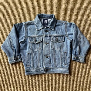 Vintage 90s Gap Kids Worldwide Embroidered Jean Jacket denim XS - Picture 1 of 3