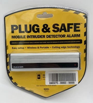 Plug and Safe Mobile Intruder Detector Alarm Model PS10 Yellow NEW & SEALED - Image 1 of 3