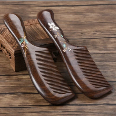 Handmade Creative Pattern Wooden Long Handle Comb Home Supplies Decor Accessory - Image 1 of 4