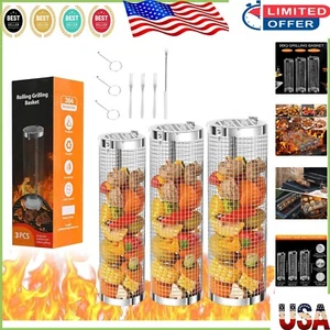 12.2-Inch BBQ Mesh Grill Baskets - Durable Grilling Accessories for Fish & Meat - Picture 1 of 7