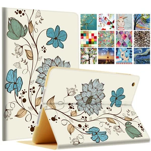 iPad 9.7 Air 5 4 3 2 1 5th 6th 7.9 10.2 10.5 10.9 Flip Cover Watercolor Flowers - Picture 1 of 150